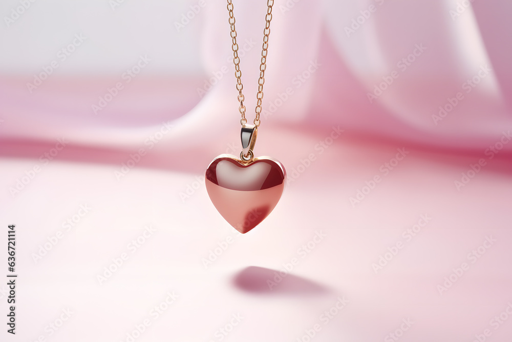 A close up of a heart shaped pendant necklace 