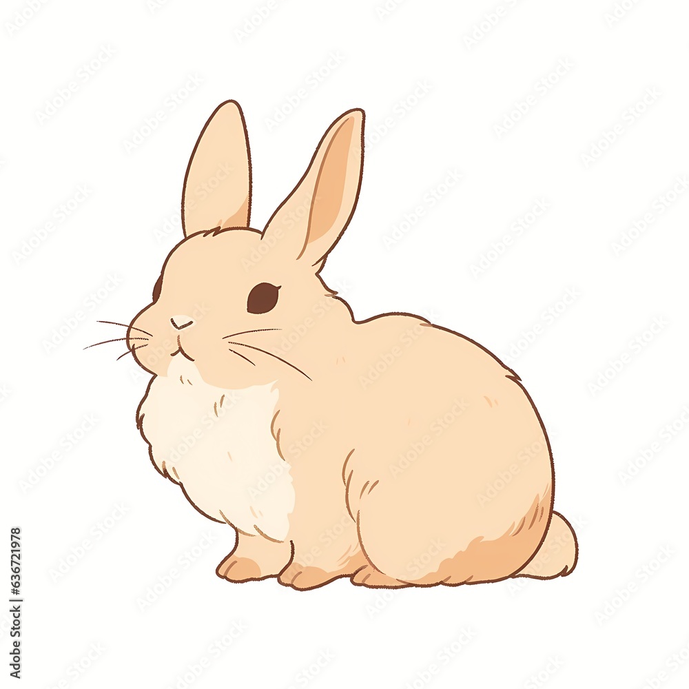 Obraz premium Cute brown rabbit illustration isolated on white background, rabbit linear