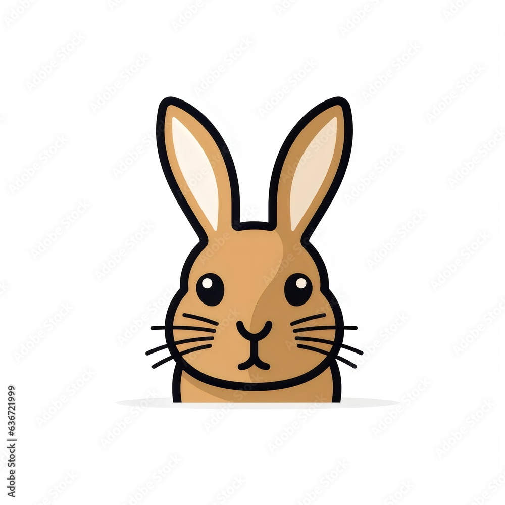 Flat rabbit isolated on white background, Brown rabbit illustration Flat rabbit isolated on white background, Brown rabbit illustration