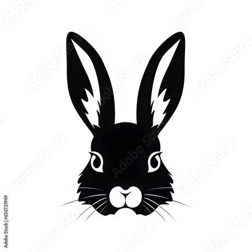 Black and white rabbit silhouette isolated on white background, rabbit illustration © Mix