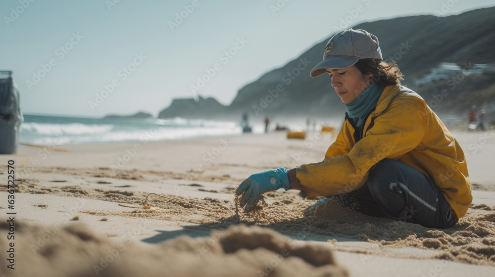 Volunteer Cleaning up a Beautiful Beach.