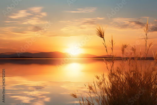  A peaceful sunset over a calm lake