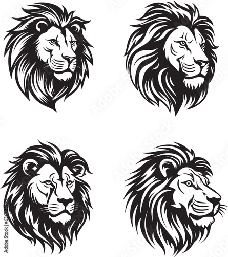 lion head logo silhouette tattoo style black outlined design