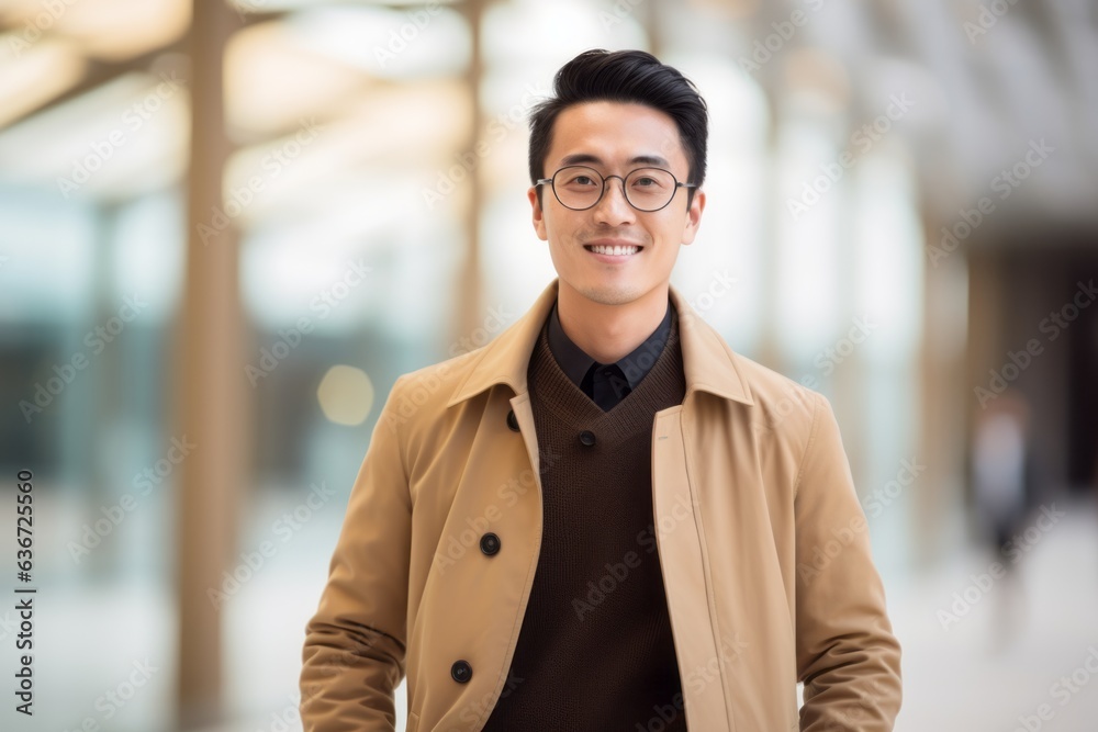 Portrait of a handsome young asian man with eyeglasses