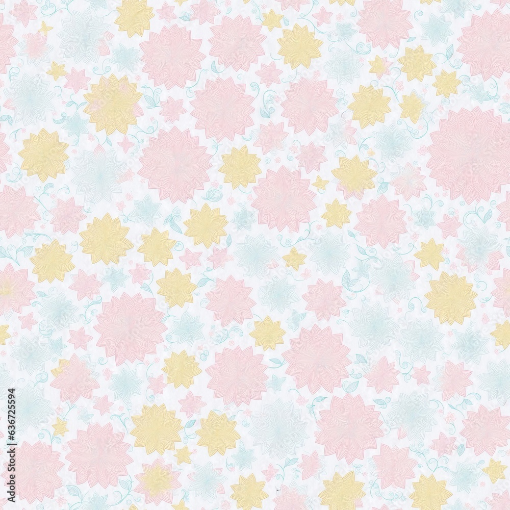 Embroidered seamless pattern of colorful flowers. AI generated. Embroidered seamless pattern of colorful flowers. AI generated.