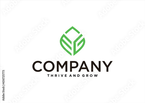 letter logo design with abstract leaf concept