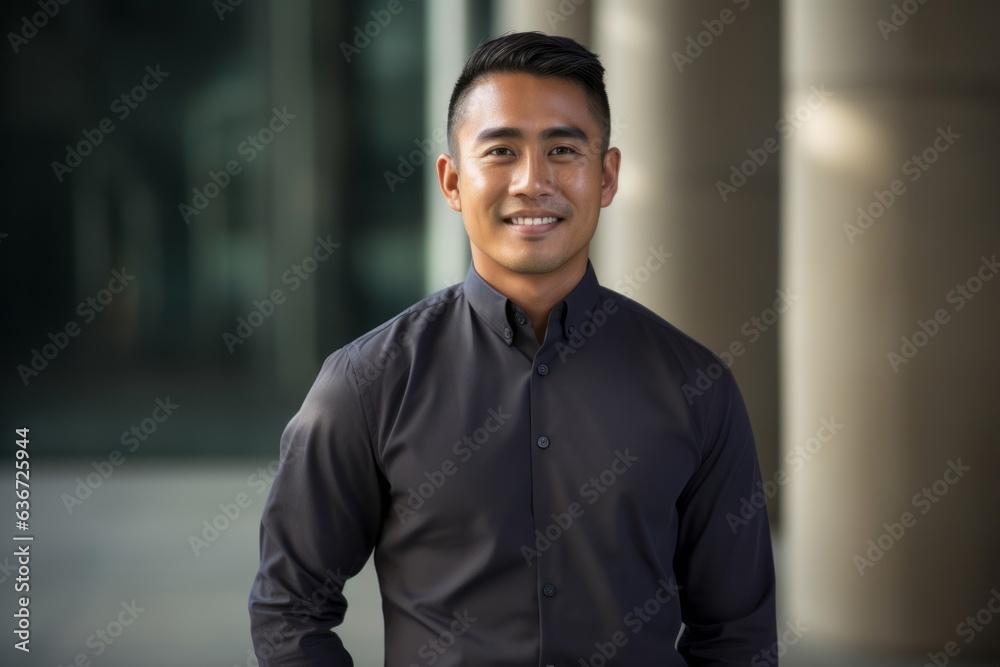 Portrait of a young asian business man smiling at the camera