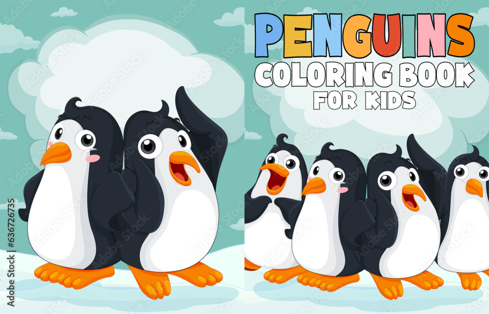 Obraz premium penguins design coloring book for kids Cover