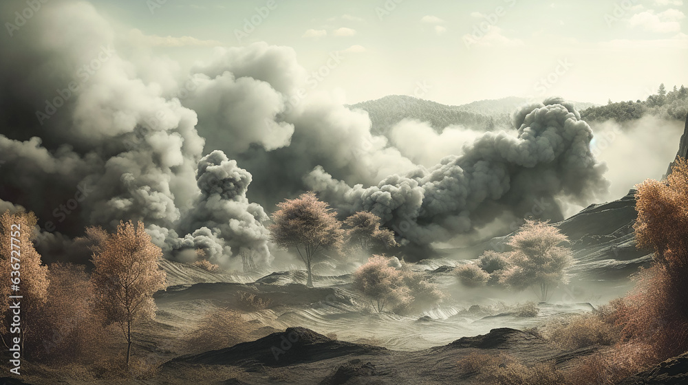 Fototapeta premium Smoke landscape scene V3.