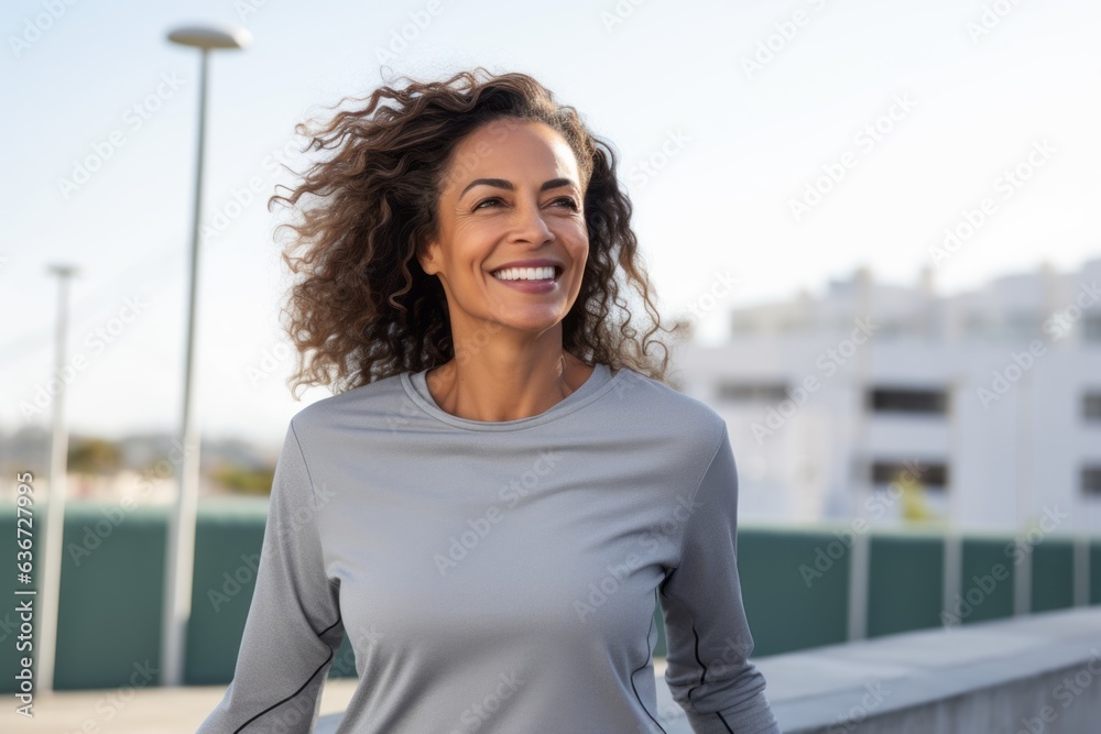 Portrait of a beautiful young woman smiling while standing on a bridge