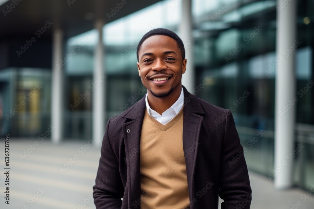 Portrait of a smiling young african american businessman standing outside Portrait of a smiling young african american businessman standing outside