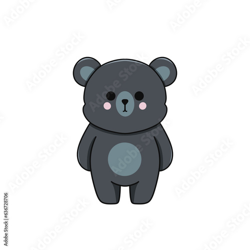 Fototapeta Naklejka Na Ścianę i Meble -  Cute little gray bear with cheeks chibi style