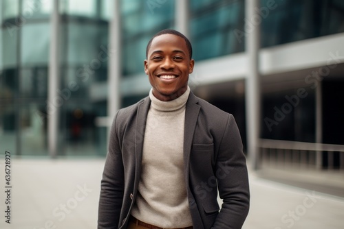 Portrait of a smiling african american man in a business center