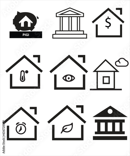 Set of thin line icons of homes and real estate. Outline symbol collection. Editable vector stroke. 256x256 Pixel Perfect scalable to 128px, 64px...