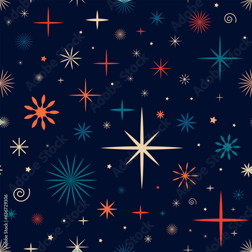 Blue pattern with stars. Festive Christmas pattern