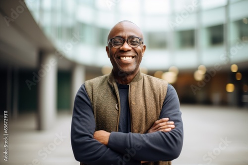 Portrait of a happy african american man standing with arms crossed