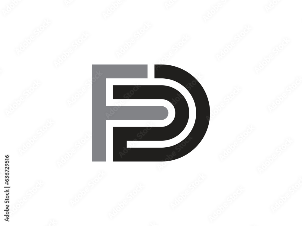 The logo design features a combination letters F and D. FD or DF monogram logo. The logo design features a combination letters F and D. FD or DF monogram logo.