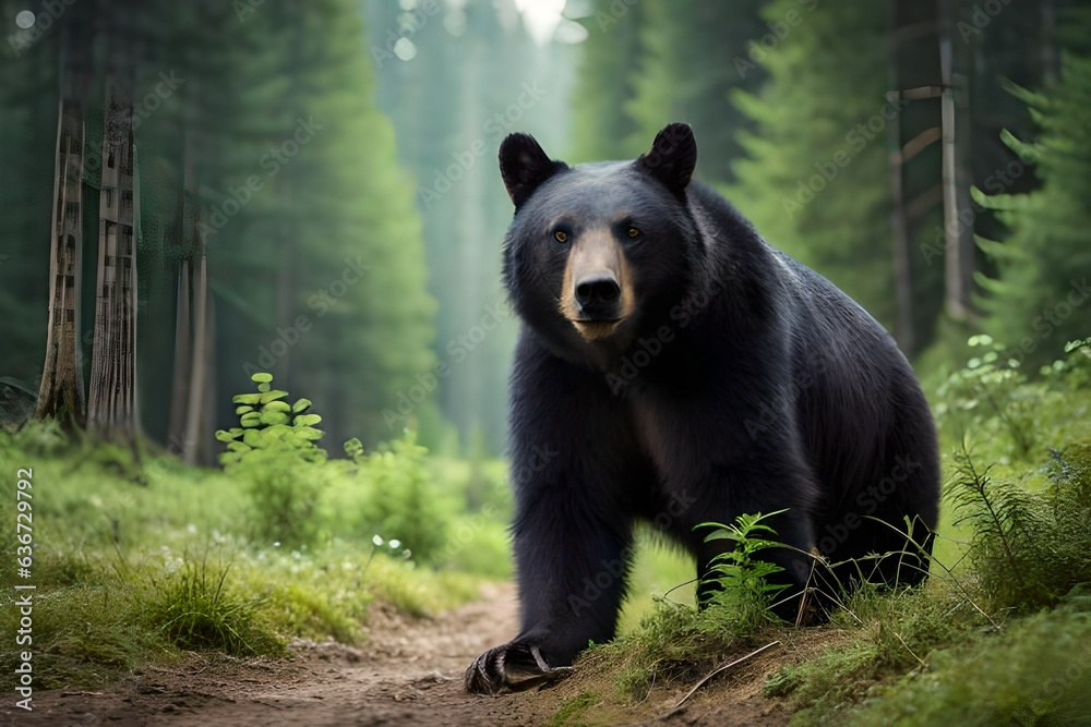 Obraz premium black bear in the forest