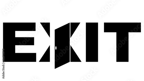 Logo icon exit, open doors in word exit emergency evacuation