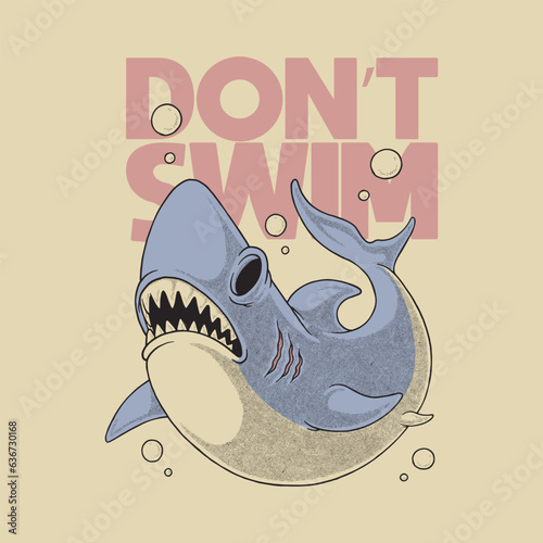 retro cartoon blue shark t-shirt design