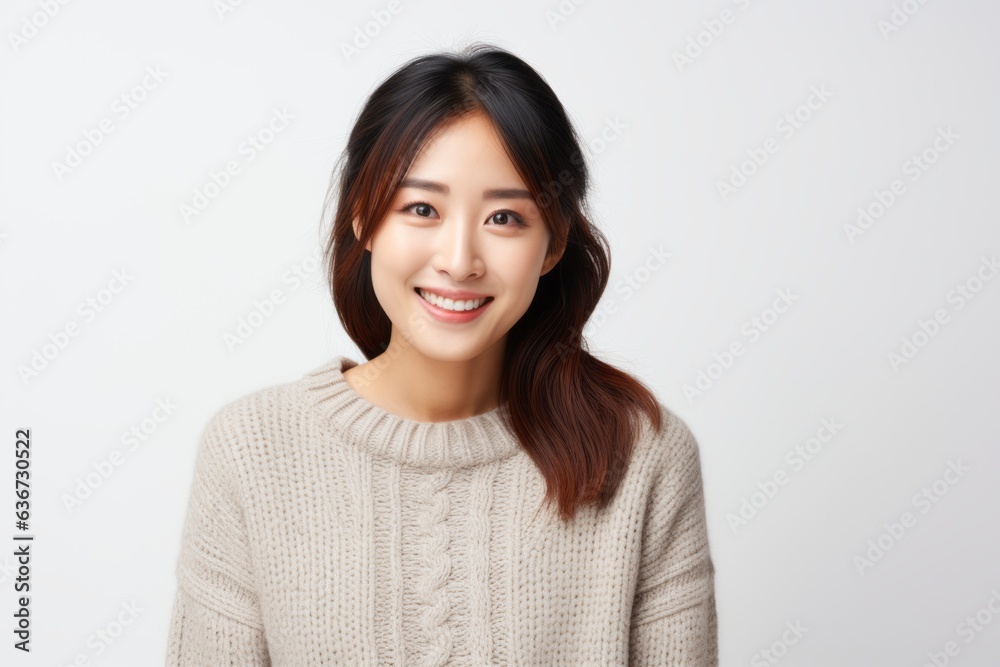 Portrait of a happy young asian woman smiling over white background Portrait of a happy young asian woman smiling over white background