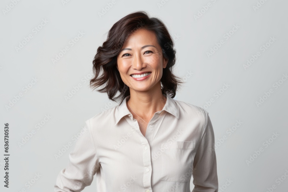 Portrait of a smiling asian businesswoman standing over white background Portrait of a smiling asian businesswoman standing over white background