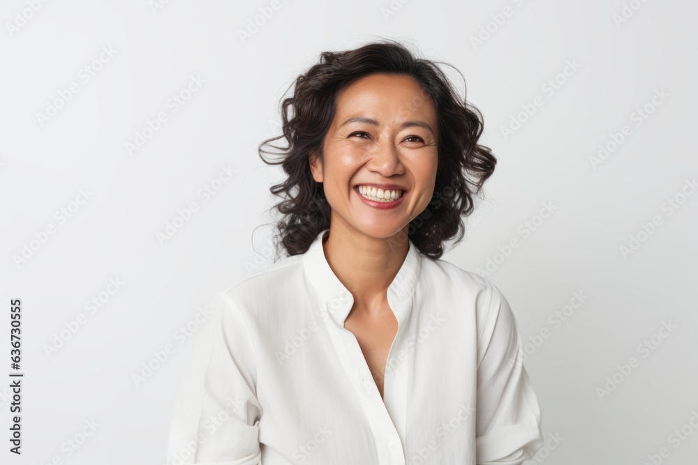 Portrait of a smiling asian businesswoman standing against white background Portrait of a smiling asian businesswoman standing against white background