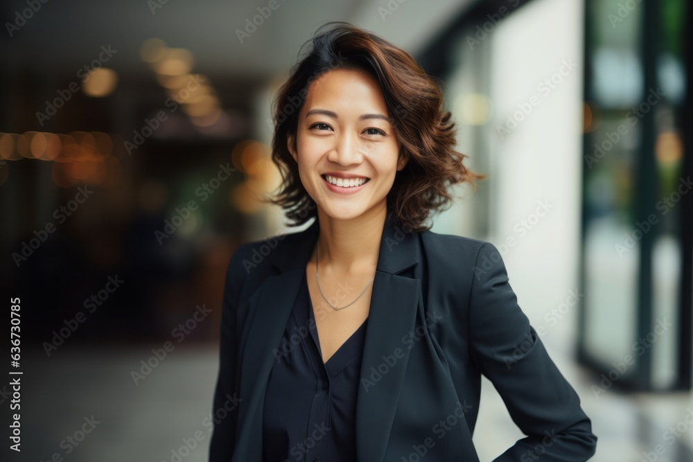 Portrait of a smiling businesswoman standing in a modern office building Portrait of a smiling businesswoman standing in a modern office building