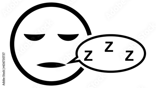Sleep icon, sleeping muzzle with closed eyes sniffs snores zzz