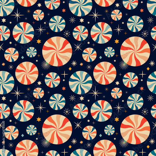 blue pattern with snowmans. Retro Christmas background