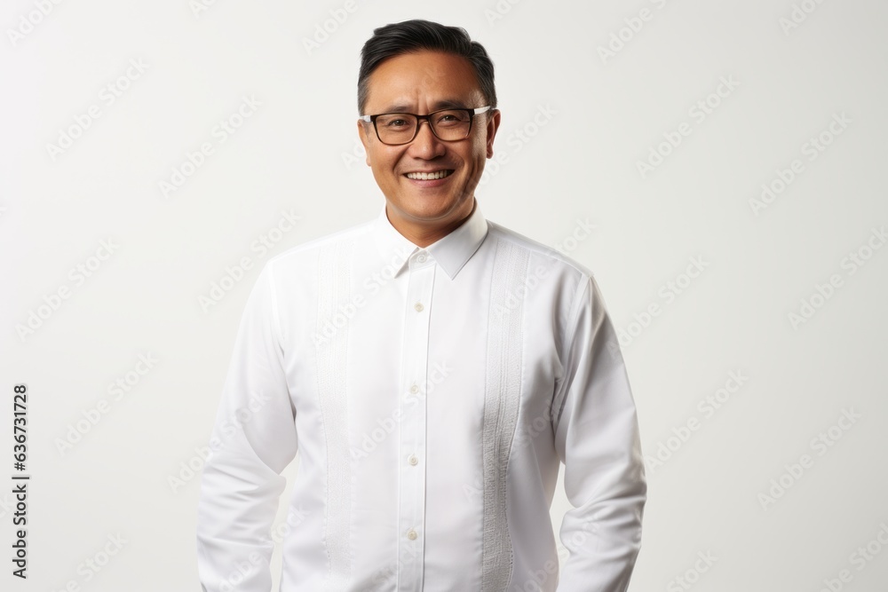 Portrait of a smiling asian man in white shirt and glasses Portrait of a smiling asian man in white shirt and glasses