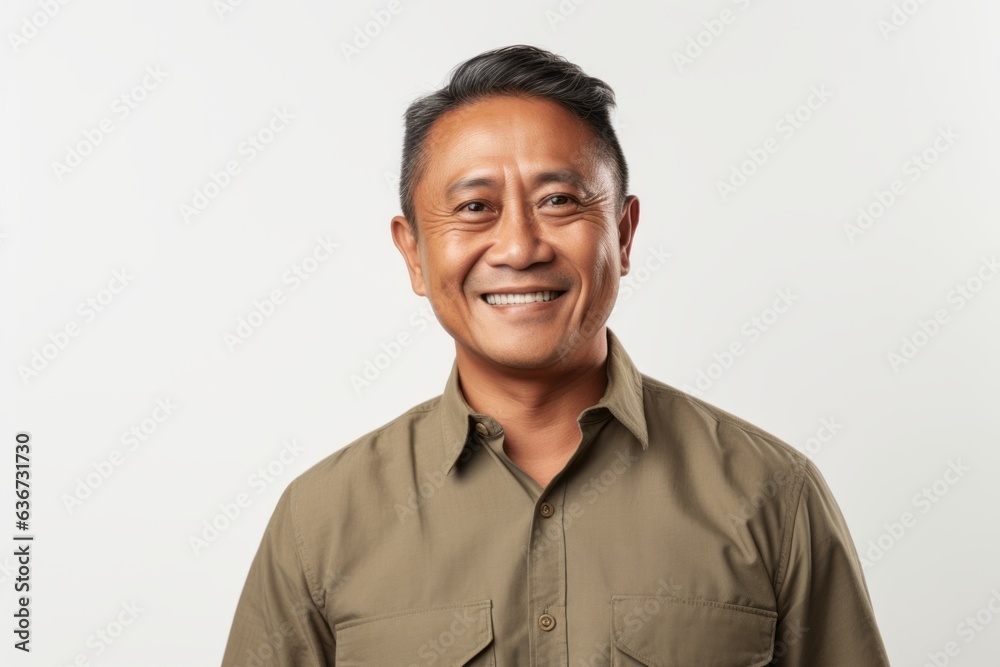 Portrait of a smiling asian man looking at camera over white background Portrait of a smiling asian man looking at camera over white background