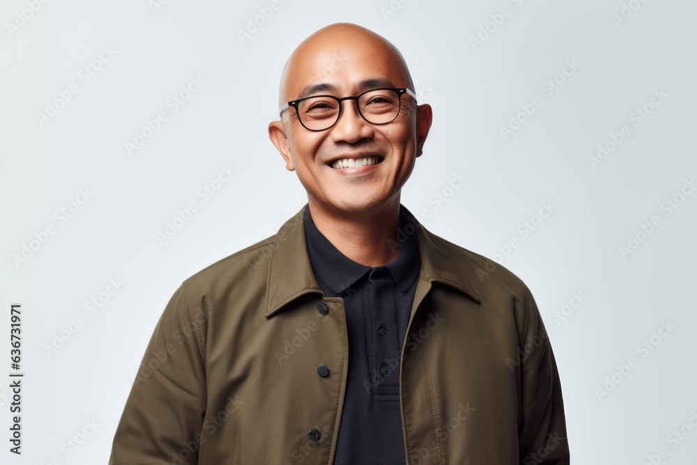 Portrait of a happy asian man wearing glasses and smiling at camera Portrait of a happy asian man wearing glasses and smiling at camera