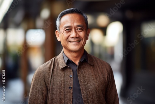 Portrait of a happy asian senior man smiling at the camera © Leon Waltz