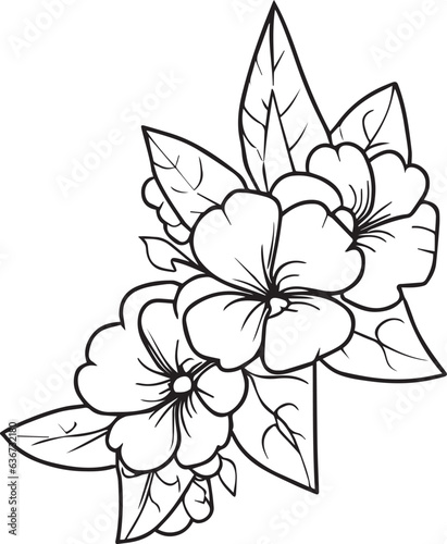 Primrose isolated  hand-drawn floral element. vector illustration bouquet of primrose  sketch art beautiful evening primula Violet  primula flower tattoo  coloring page for adults and children