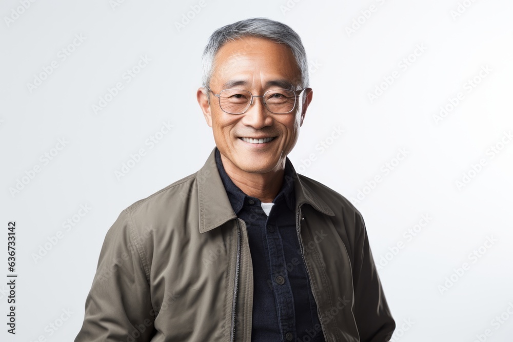 Portrait of senior asian man wearing casual clothes standing on white background. Portrait of senior asian man wearing casual clothes standing on white background.