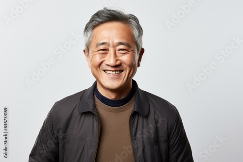 Portrait of happy asian senior man smiling and looking at camera