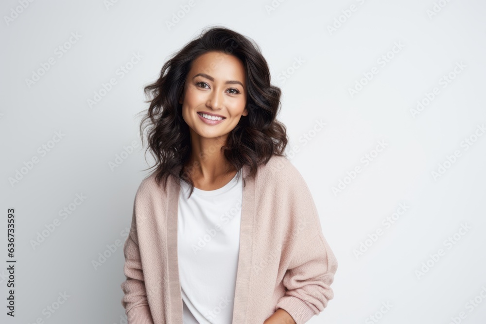 Portrait of a beautiful young asian woman standing against white background Portrait of a beautiful young asian woman standing against white background