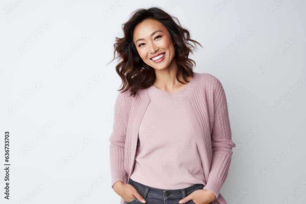 Portrait of a happy young asian woman standing over white background Portrait of a happy young asian woman standing over white background