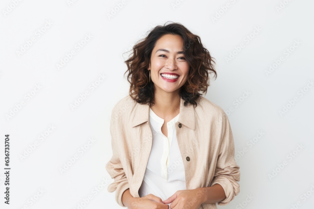 Portrait of a happy young asian woman smiling isolated over white background Portrait of a happy young asian woman smiling isolated over white background