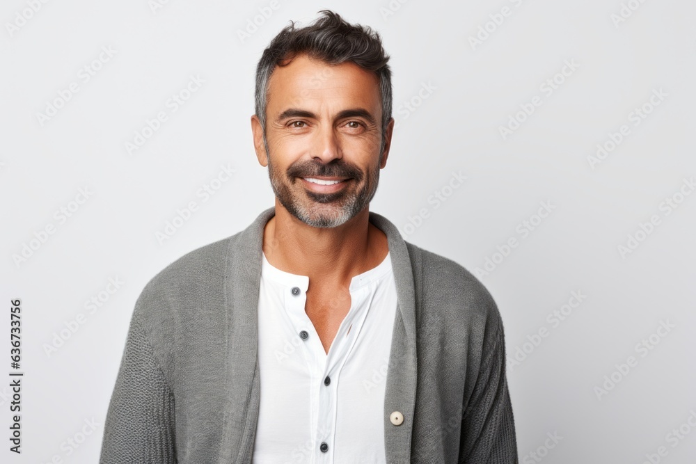 Portrait of handsome middle-aged man smiling and looking at camera Portrait of handsome middle-aged man smiling and looking at camera