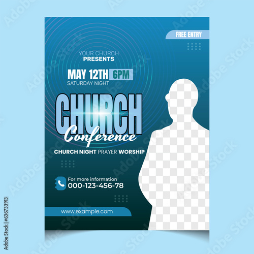 Vector flat design church flyer template design 