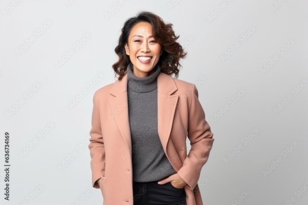 Portrait of a smiling asian businesswoman standing on white background Portrait of a smiling asian businesswoman standing on white background