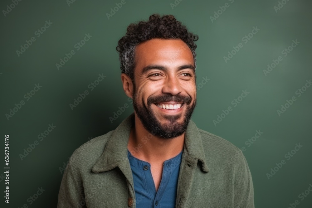 Obraz premium Portrait of a handsome african american man smiling and looking at camera against chalkboard