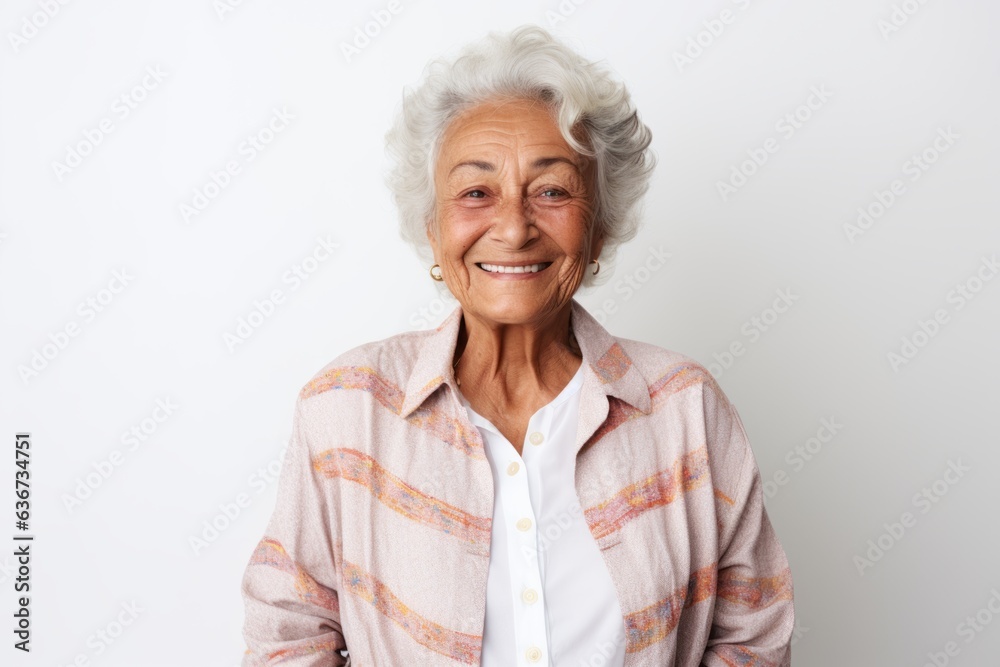 Portrait of a smiling senior woman looking at camera over white background Portrait of a smiling senior woman looking at camera over white background