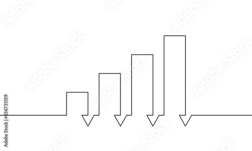 Continuous line drawing of graph icon. Illustration vector of bar chart. Business growth graph. Object one line. Single line art