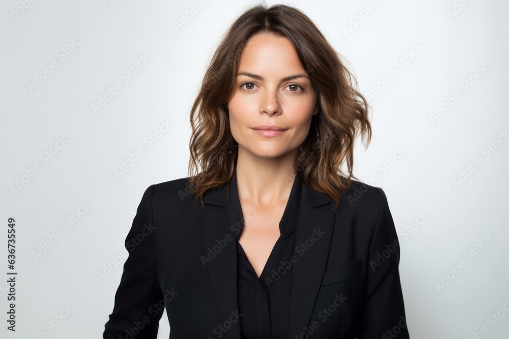 Portrait of a beautiful business woman in suit on white background. Portrait of a beautiful business woman in suit on white background.
