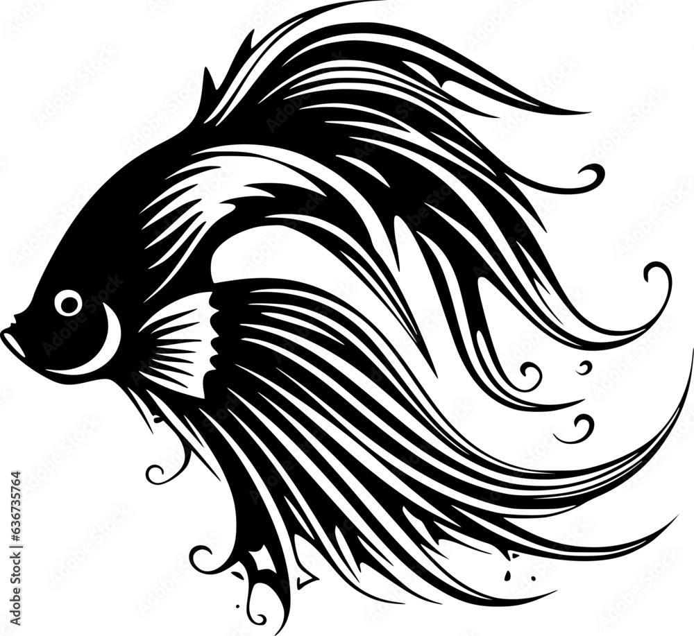 Fish | Black and White Vector illustration Fish | Black and White Vector illustration