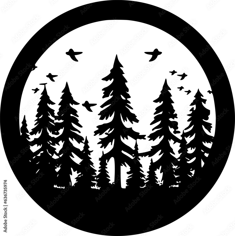Fototapeta premium Forest | Minimalist and Simple Silhouette - Vector illustration