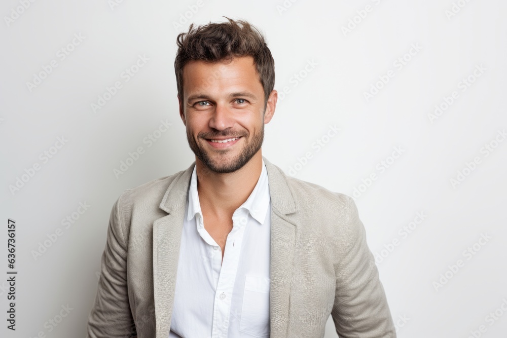 Portrait of a handsome young man smiling at camera on white background Portrait of a handsome young man smiling at camera on white background